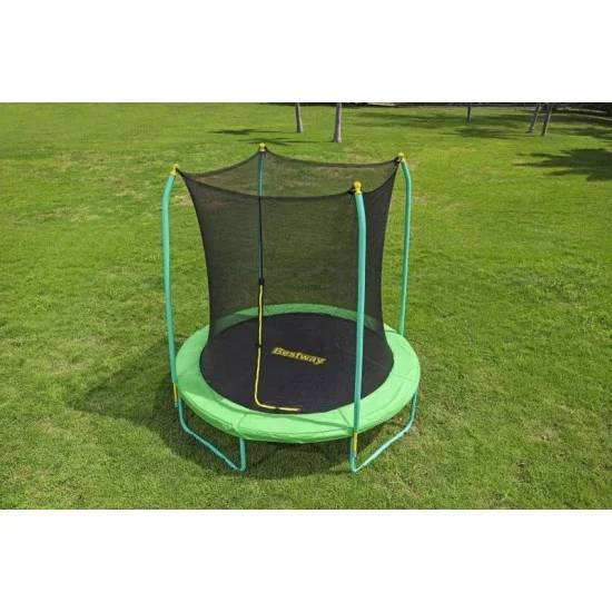 bestway 2.44m x 2.50m xtreme air trampoline 1 trampoline 1 spring-loading tool 4 anchors 8 foot pads age 6